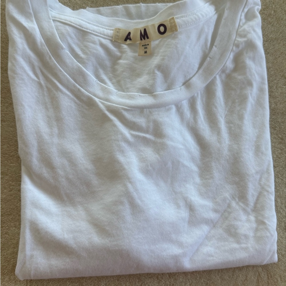 AMO White Short Sleeve Tee Classic Crew